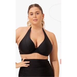 NEW Shapermint Essentials Black Full Coverage Halter Bikini Top 4XL Swimwear